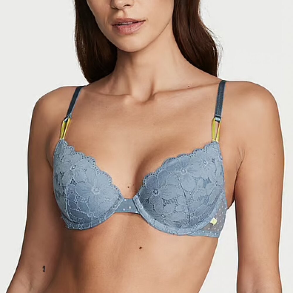 Victoria's Secret Sexy Tee Lightly Lined Demi Lace Bra (Faded Denim)